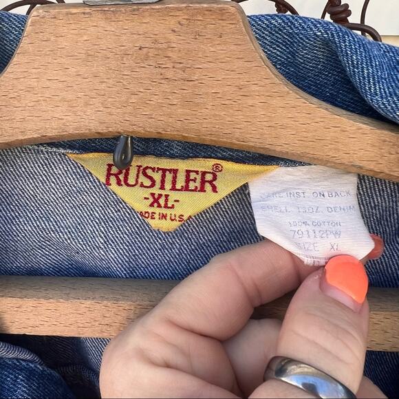 Vintage 70s Rustler denim jean trucker jacket XL - Picture 4 of 6